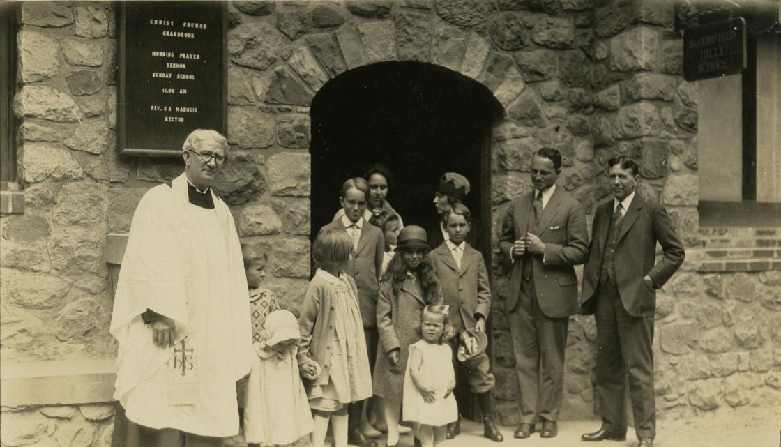Revered Marquis with Grace Booth Wallace (center), Harry Wallace (second from right) and the Frederick Strong family. June 1926 Samuel Simpson Marquis