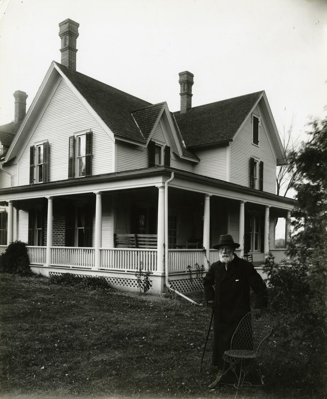 Henry Wood Booth, circa 1912. Photograph Collection of Cranbrook Archives (CC278-1). Henry Booth is standing in the yard of the Cottage at Cranbrook. The view is of the east side of the house, which faced Cranbrook Road. Henry Wood Booth, circa 1912. Photograph Collection of Cranbrook Archives (CC278-1). Henry Booth is standing in the yard of the Cottage at Cranbrook. The view is of the east side of the house, which faced Cranbrook Road.