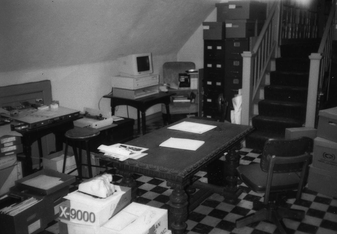 Cranbrook Archives in the Cranbrook House attic, ca. 1985 Cranbrook Archives