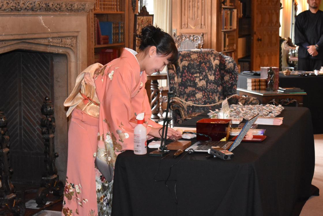 Wagashi Expert Toshiko Sugii Steffes in Cranbrook House Library, March 3, 2020. Photography by Leslie Mio. Wagashi Expert Toshiko Sugii Steffes in Cranbrook House Library, March 3, 2020. Photography by Leslie Mio.
