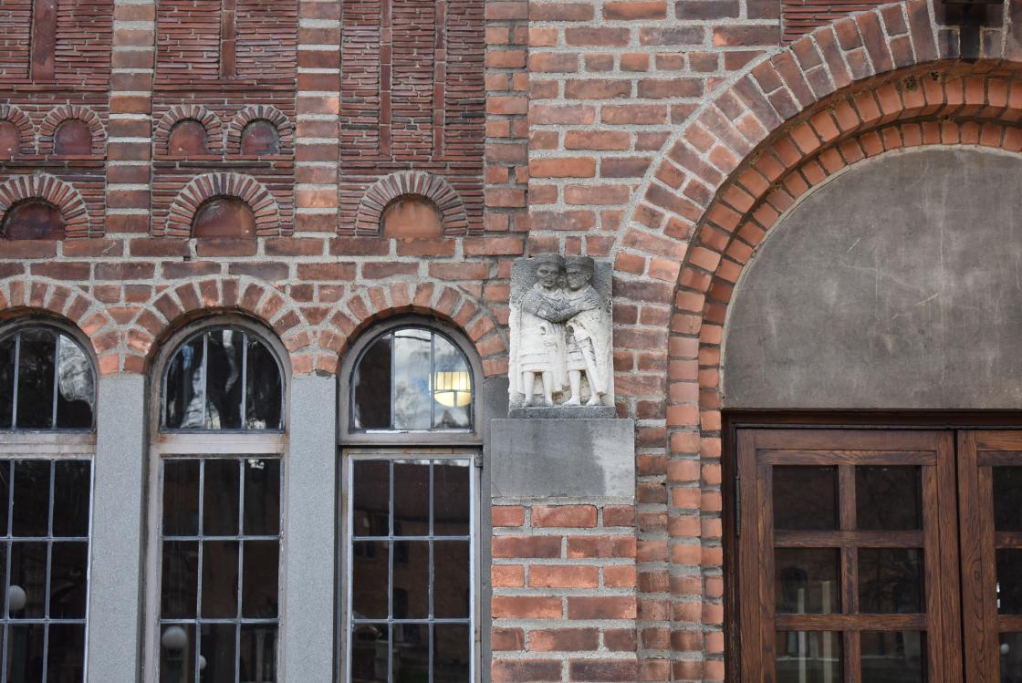 Tetrarchs, Cranbrook School for Boys, South Lobby Entrance, carved porphryr stone. Photographed by Kevin Adkisson, April 2019; Photography Courtesy of Cranbrook Center for Collections and Research. Tetrarchs, Cranbrook School for Boys, South Lobby Entrance, carved porphryr stone. Photographed by Kevin Adkisson, April 2019; Photography Courtesy of Cranbrook Center for Collections and Research.