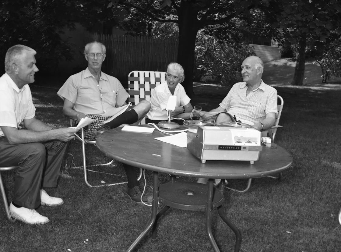 From left: Carleton McClain, Henry Scripps Booth, Margaret Russell, and Harry Hoey, July 1964. From left: Carleton McClain, Henry Scripps Booth, Margaret Russell, and Harry Hoey, July 1964.